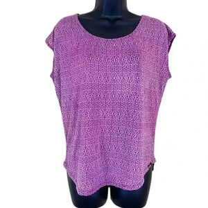 prAna Pink Geometric Organic Cotton Scoop Neck Cap Sleeve Light Yoga Top Size S